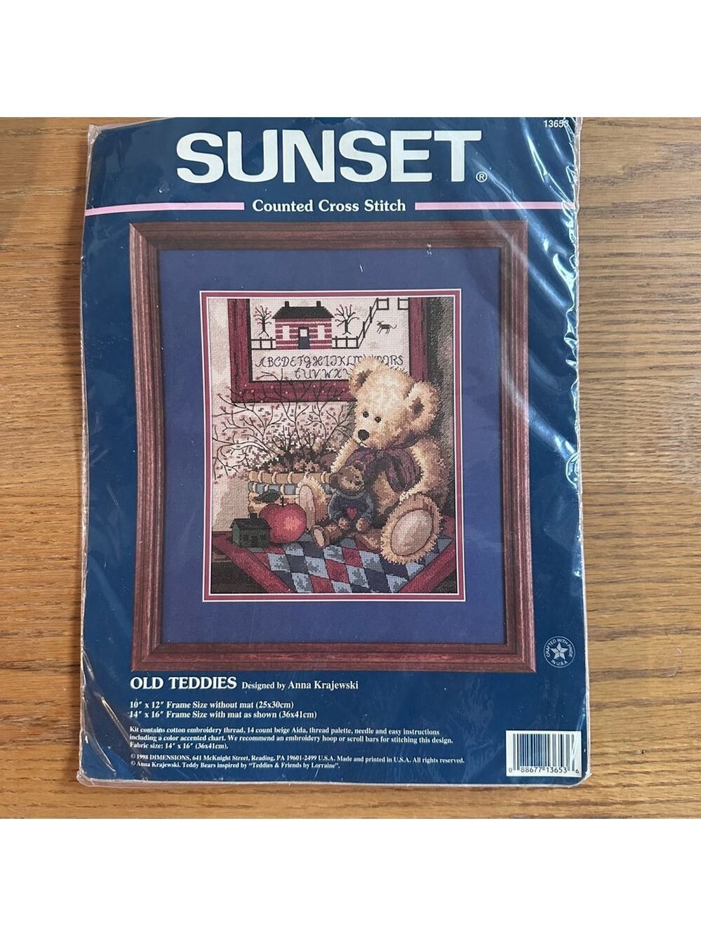 NOS Vintage 1998 Dimensions Counted Cross Stitch Kit Old Teddies Anna Krajewski